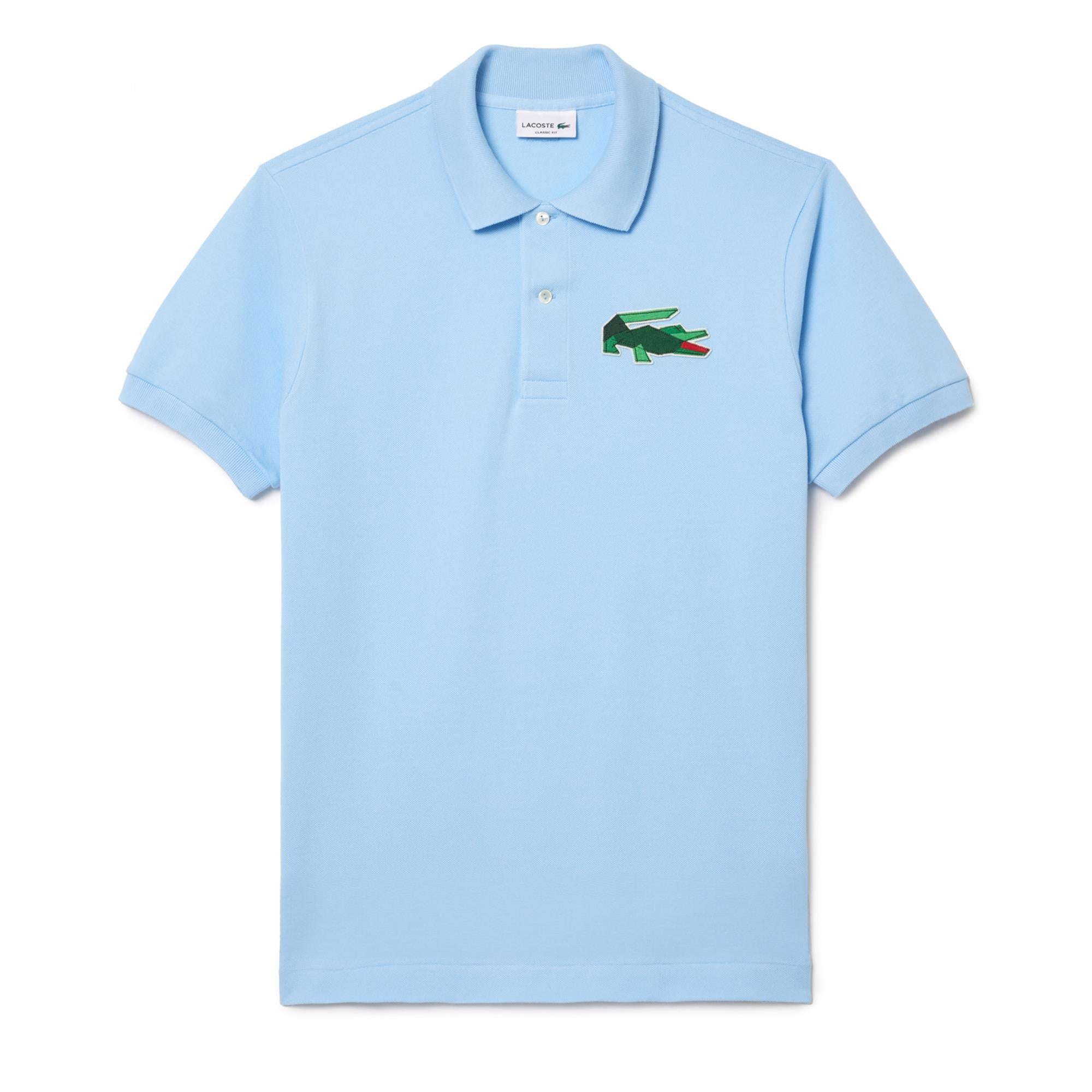 Lacoste Classic Fit L1212 Graphic Badge Polo Shirt Pale Blue